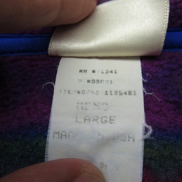 LL Bean Sweatshirt Men Large Purple Green Aztec Soft Fleece Southwestern USA VTG - Picture 5 of 11